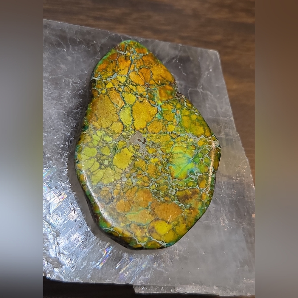 Handmade Hubei Turquoise Slab In Green, Yellow & Orange, See Measurements Below